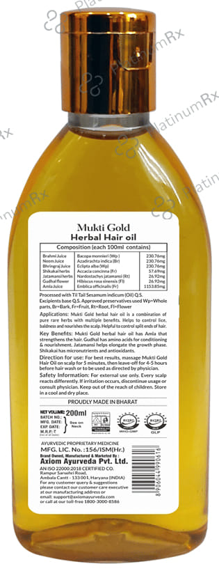 Axiom Mukti Gold Herbal Hair Oil 200 ml