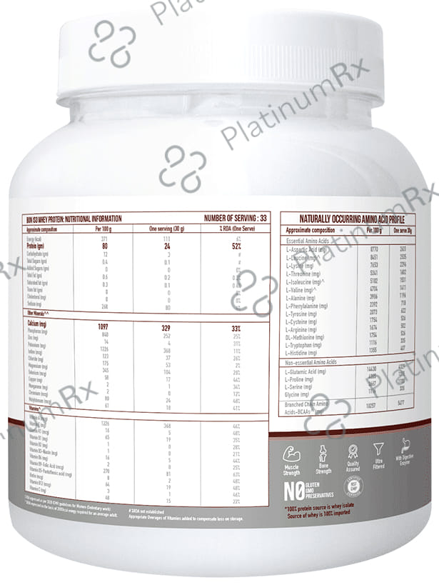 Bon ISO Whey 100% Protein Isolate Powder Dark Chocolate