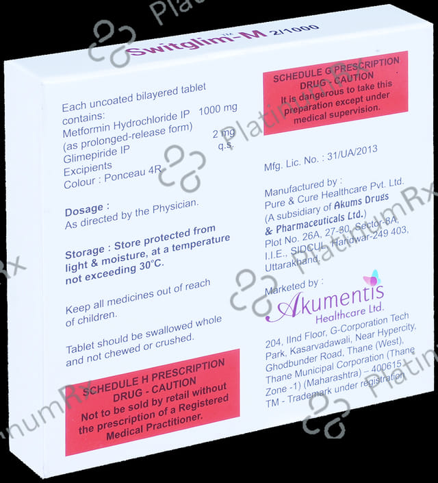 Switglim M 2/1000 Tablet PR 15s