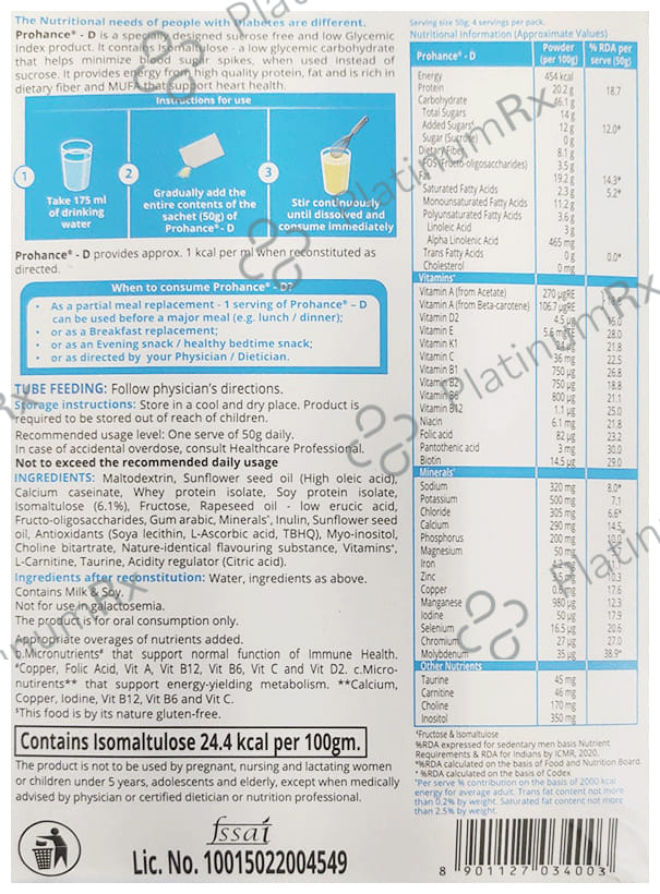 Prohance D Diabetes Care Vanilla Flavour Powder 200gm