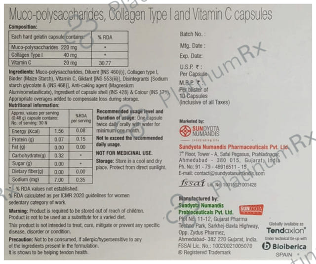 Tendowell 40/220/20mg Capsule 10s
