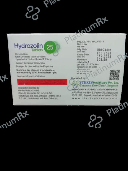 Hydrozolin 25mg Tablet 15s
