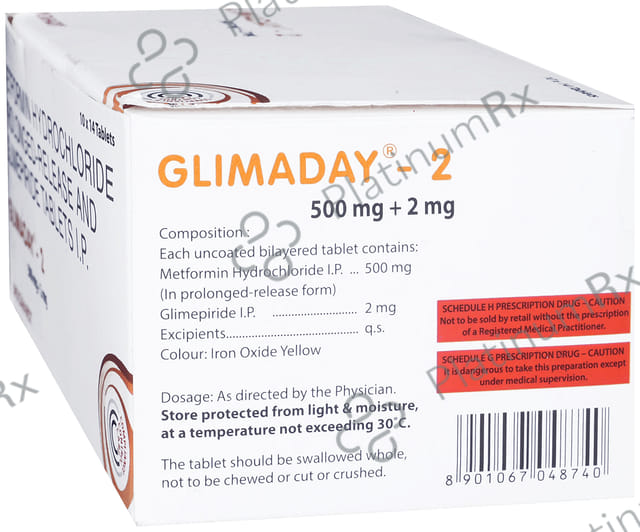 Glimaday 2/500mg Tablet PR 14s