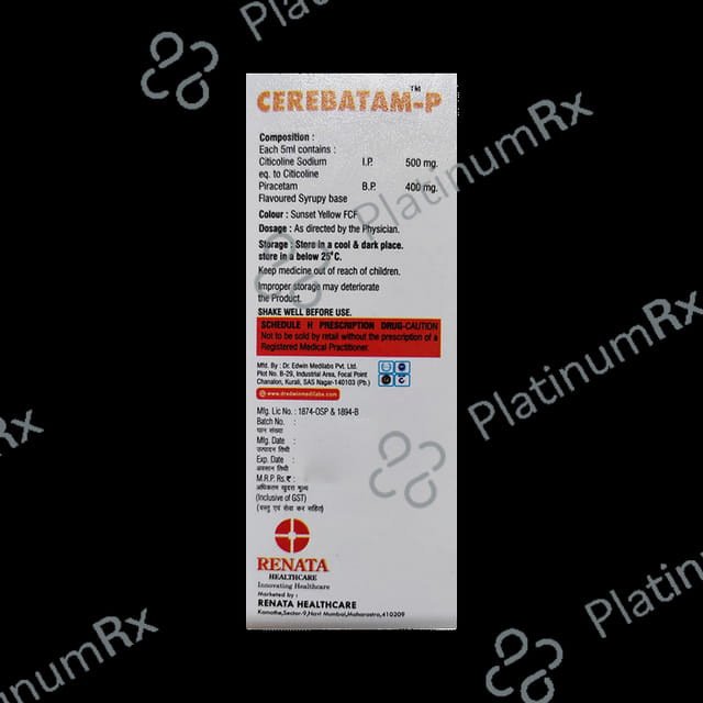 Cerebatam P 500/400mg Syrup 100ml