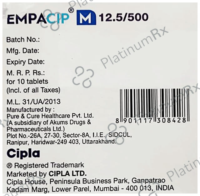 Empacip M 12.5/500mg Tablet 10s