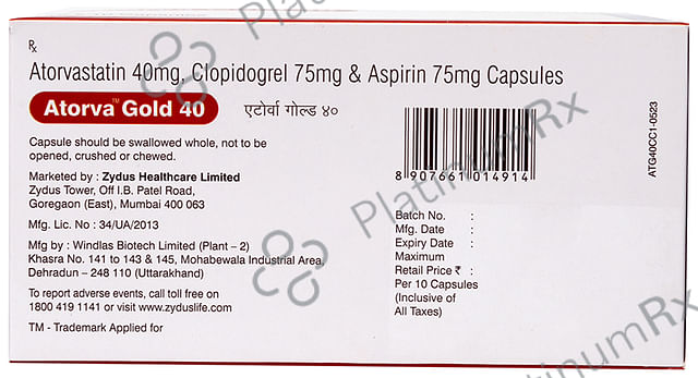 Atorva Gold 40/75/75mg Capsule 10s