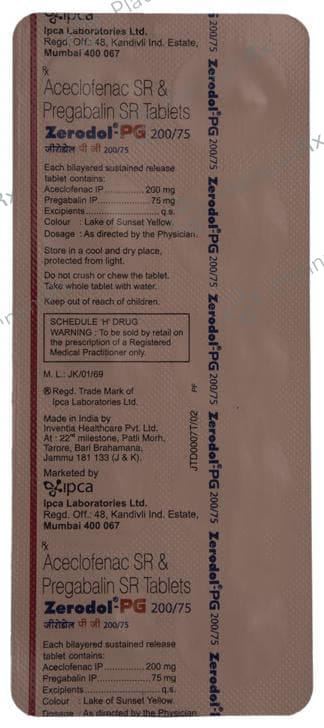 Zerodol PG 200/75mg Tablet SR 10s