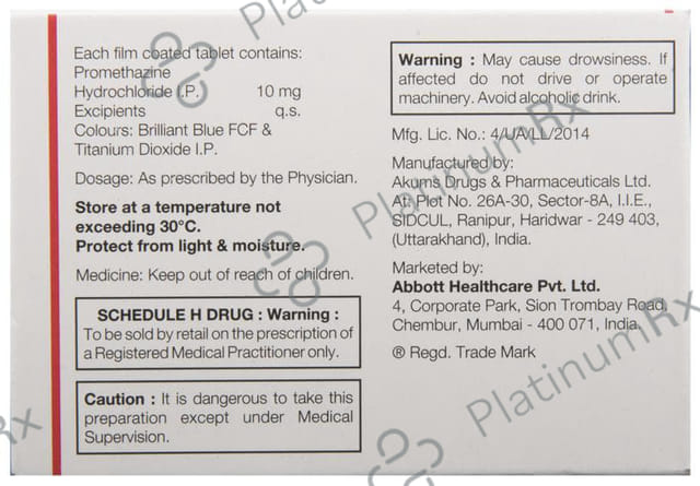 Phenergan 10mg Tablet 10s