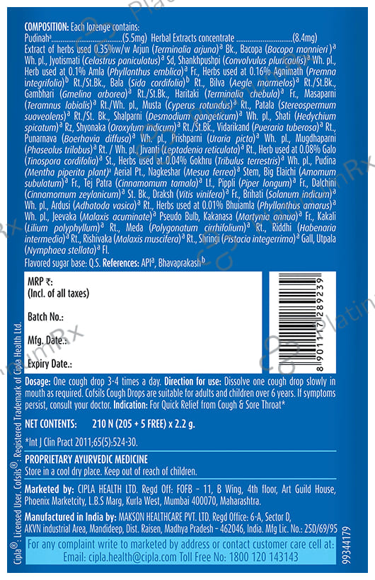 Cofsils Assorted Cough Drop Lozenges 210s