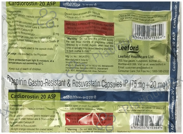 Cardiorostin ASP 20/75mg Capsule 10s