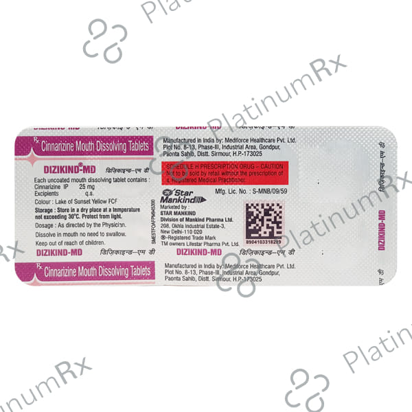 Dizikind 25mg Tablet MD 10s
