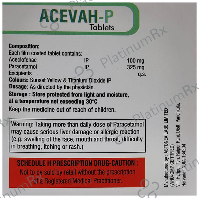 Acevah P 100/325mg Tablet 10s