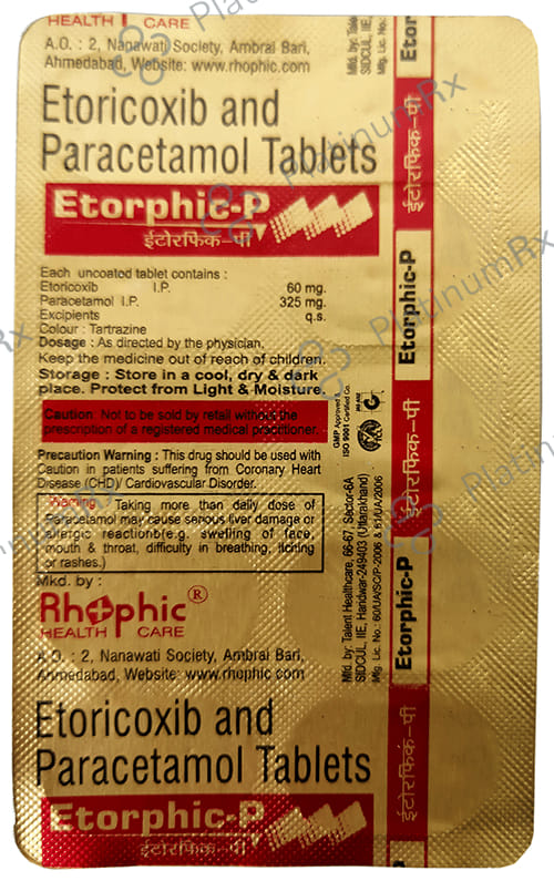 Etorphic P 60/325mg Tablet 10s