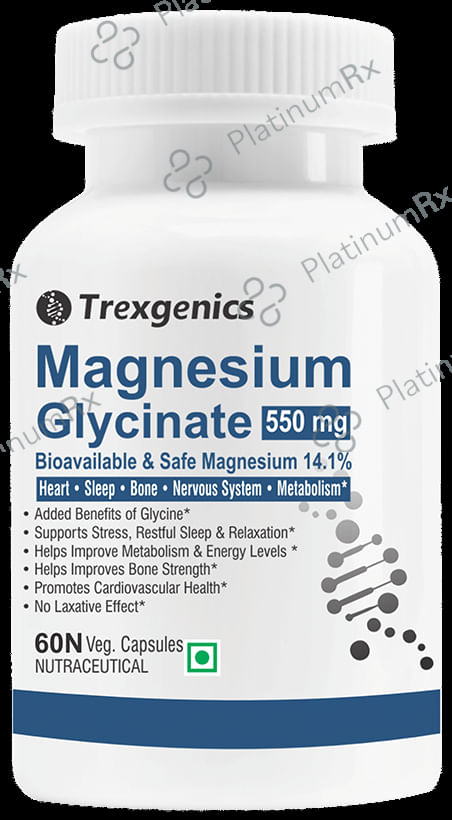 Trexgenics Magnesium Glycinate 550mg Veg Capsule