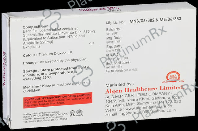 Sultacef 375mg Tablet 10s