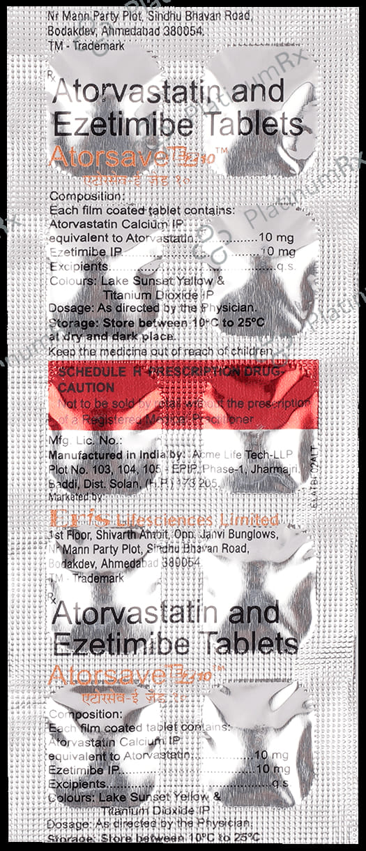 Atorsave EZ 10/10mg Tablet 10s