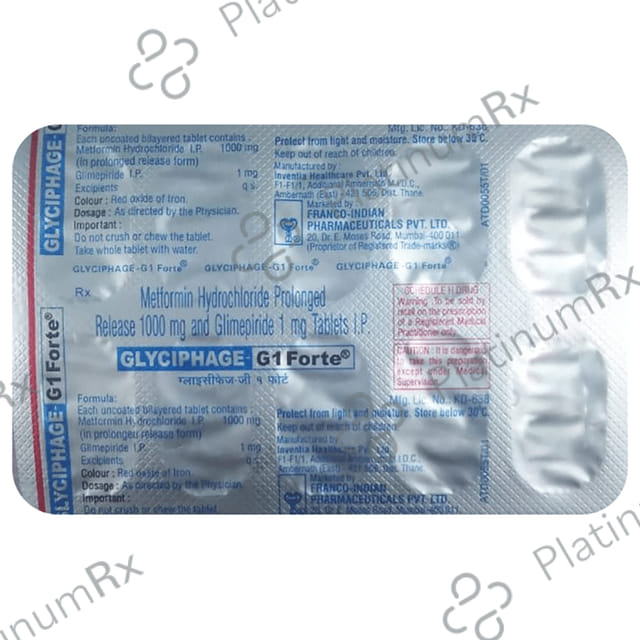 Glyciphage G 1/1000mg Tablet PR 10s