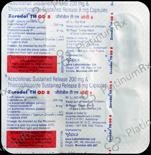Zerodol TH OD 200/8mg Capsule SR 5s