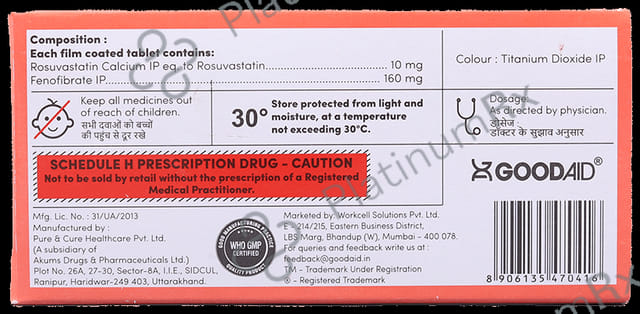 Aidrovastatin F 10/160mg Tablet 10s