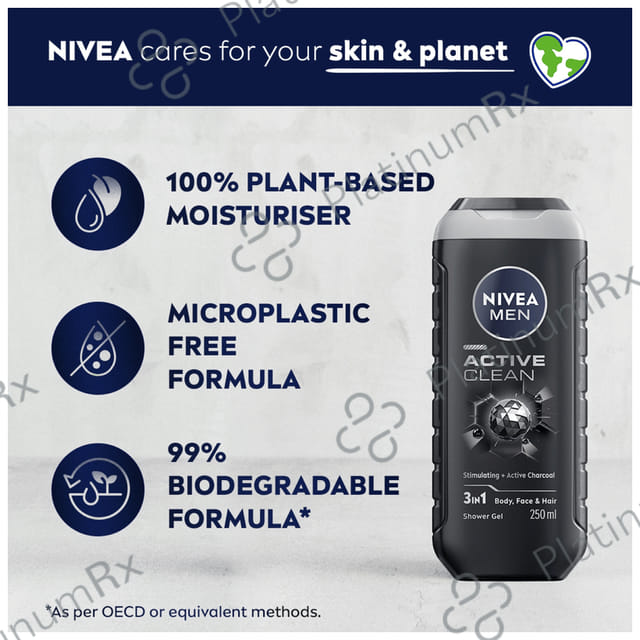 Nivea Men Shower Gel for Body Skin & Hair Active Clean 250 ml