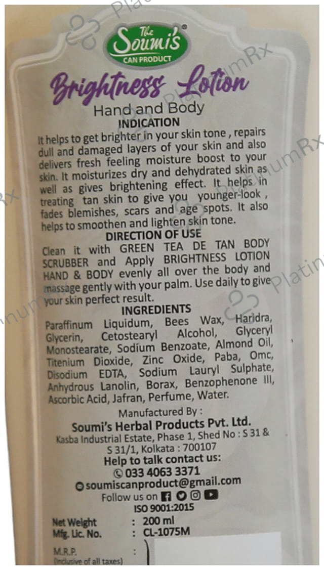 The Soumis Can Product Brightness SPF 30 Lotion 200ml