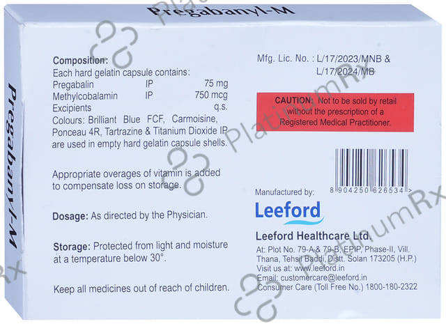 Pregabanyl M 750mcg/75mg Capsule 10s