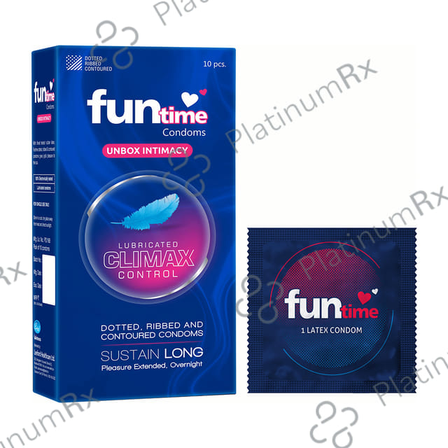 Funtime Dotted Ribbed & Contoured Climax Control Condom 10s