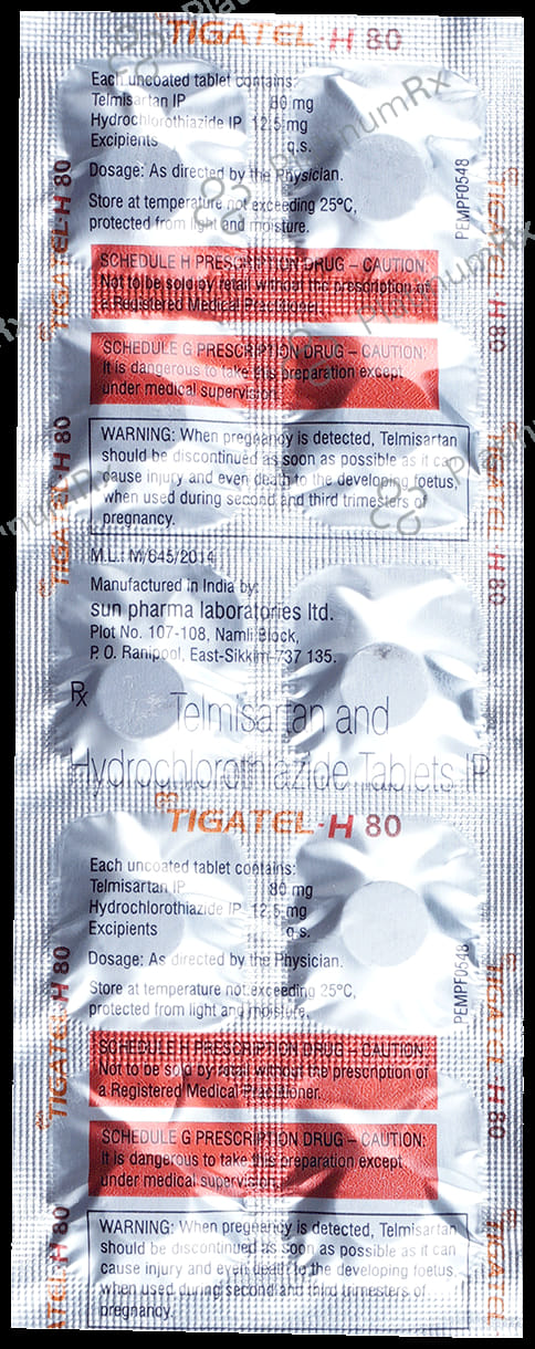 Tigatel H 80/12.5mg Tablet 10s