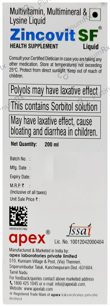 Zincovit SF Liquid 200ml