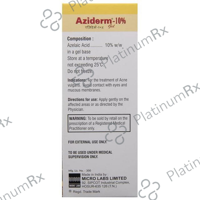 Aziderm 10% Gel 15gm