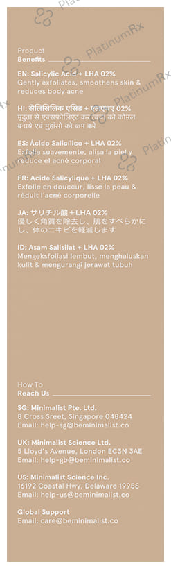 Minimalist Salicylic Acid + 02% LHA Body Wash Reduces Body Acne 200ml