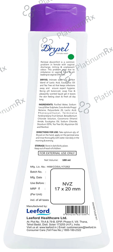 Dryvel Intimate Wash with Lactic Acid & Tea Tree Oil