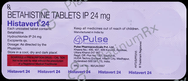 Histavert 24mg Tablet 10s