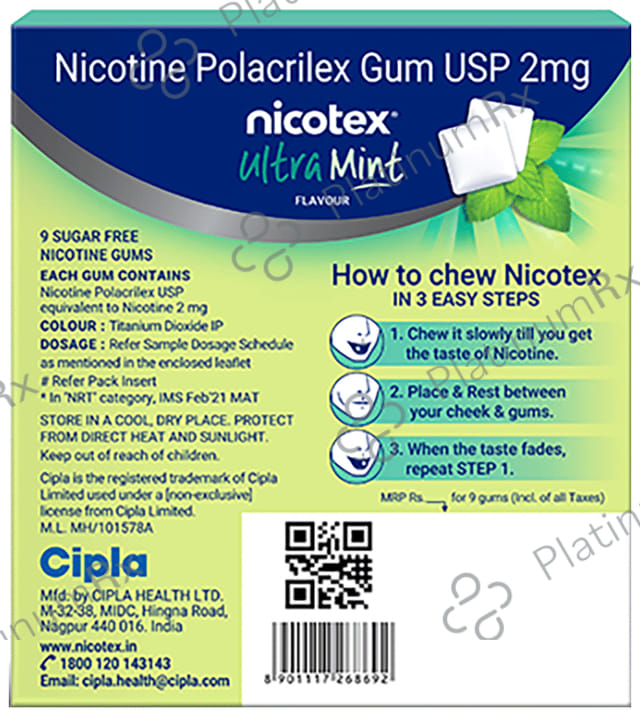 Nicotex 2mg Ultra Mint Flavour Gums 9s
