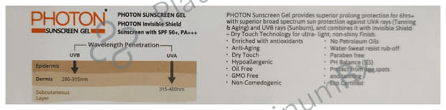 Photon Sunscreen SPF 50 Gel 50ml