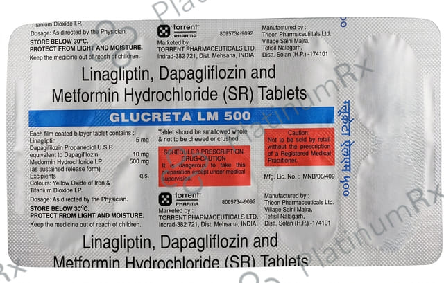Glucreta LM 10/5/500mg Tablet 10s
