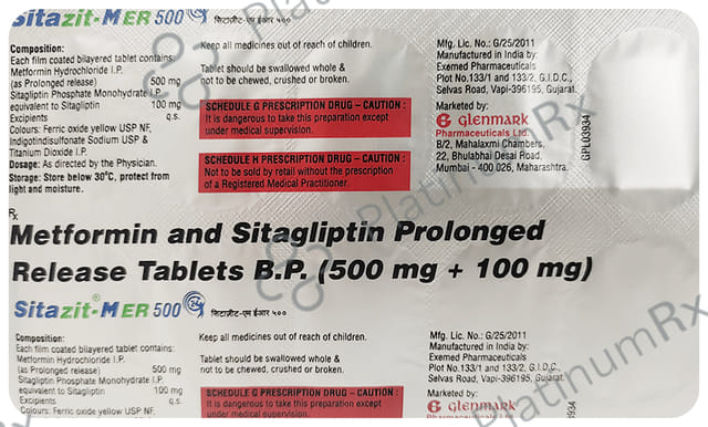 Sitazit M ER 500/100mg Tablet 10s