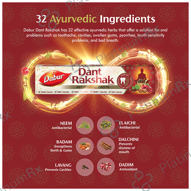 Dabur Dant Rakshak Ayurvedic Paste (175gm Each) 1 Tube