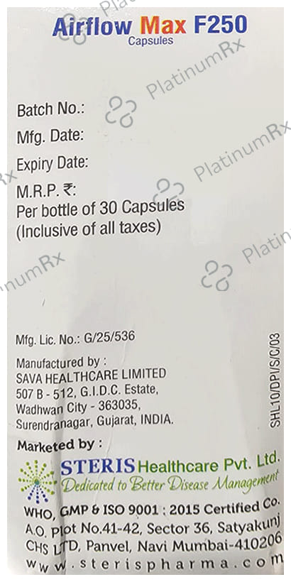 Airflow Max F 250/6mcg Capsule 30s