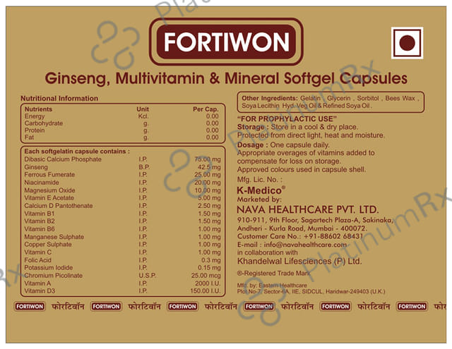 Fortiwon Multivitamin & Minerals Soft Gelatin Capsule
