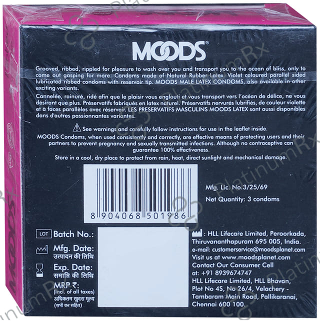 MOODS Ribbed Condom 3s