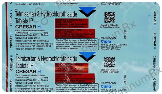 Cresar H 12.5/40mg Tablet 15s