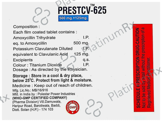 Prest CV 500/125mg Tablet 10s
