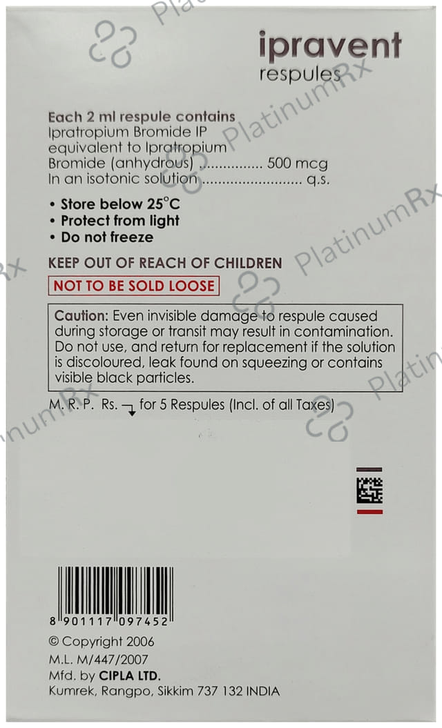 Ipravent 500mcg Respules 5X2ml