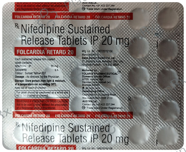 Folcardia Retard 20mg Tablet SR 30s