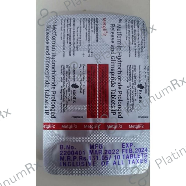 Metgli 2/500mg Tablet PR 10s
