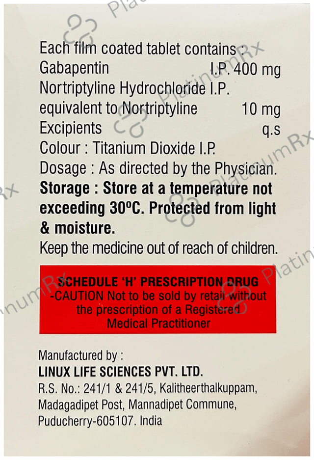 Gabagesic NT 400/10mg Tablet 15s