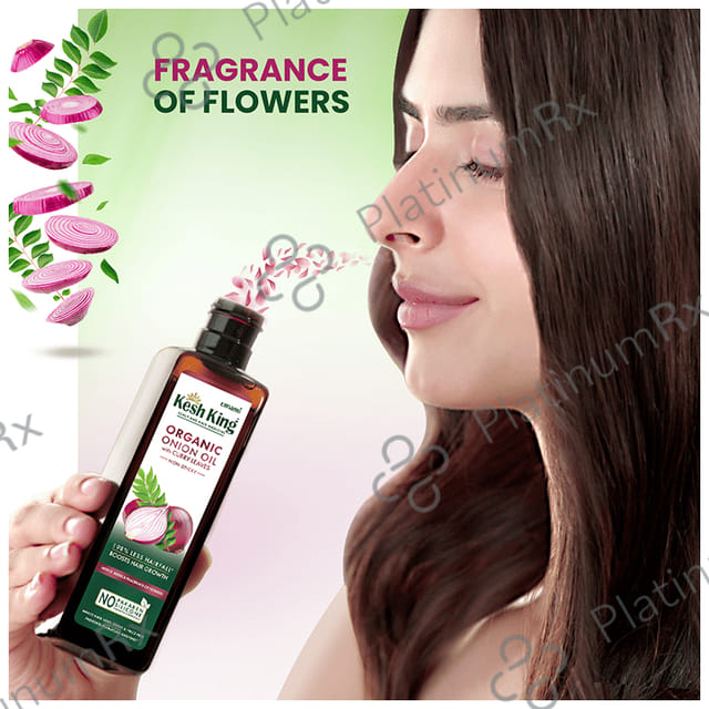 Kesh King Organic Onion Oil with Curry Leaves Reduces Hair Fall - Infused with 21 Ayurvedic Herbs 100 ml