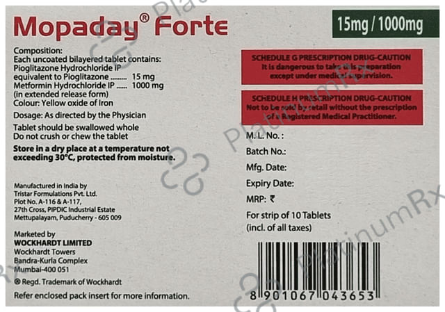 Mopaday Forte 1000/15mg Tablet ER 10s