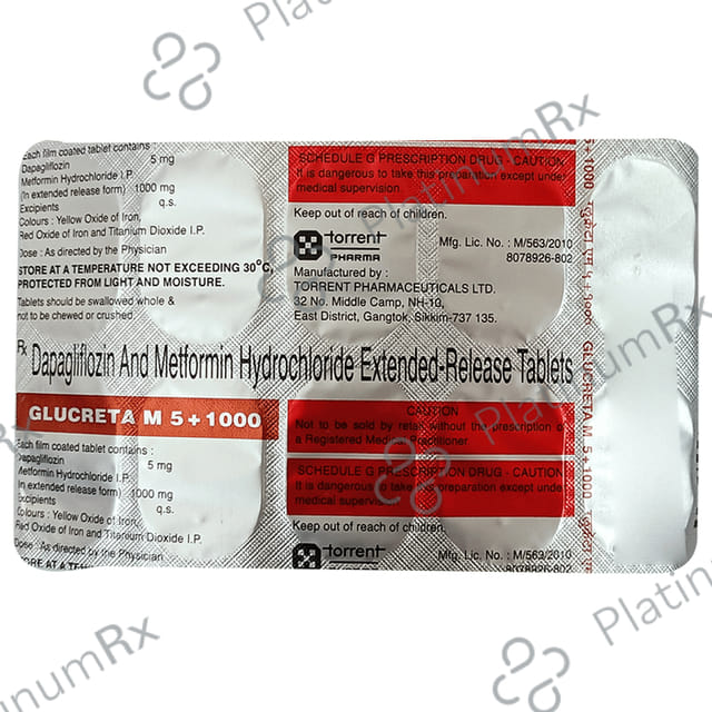 Glucreta M 5/1000mg Tablet ER 10s